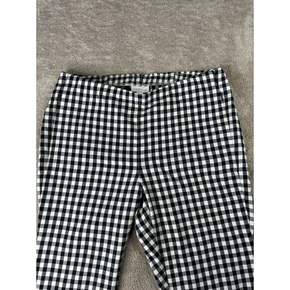 J JILL Essential Cotton Stretch I Black Cream Check Pull On Pants I Women’s Sz 8 - Picture 7 of 13